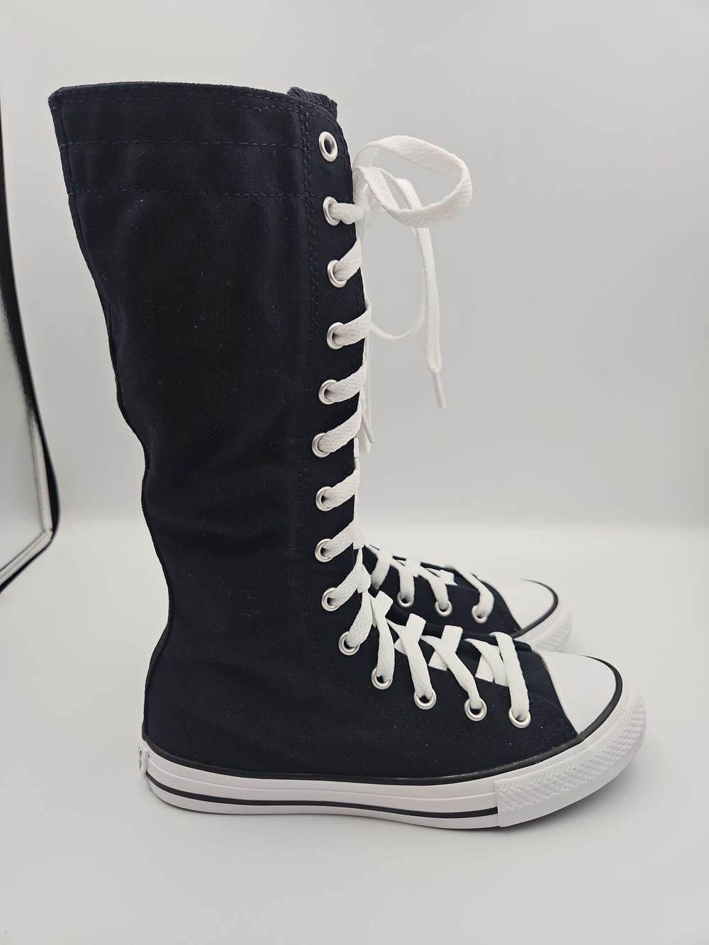 Converse Black Tall Lace-Up Kids' Sneakers with White Trim - Picture 3 of 8